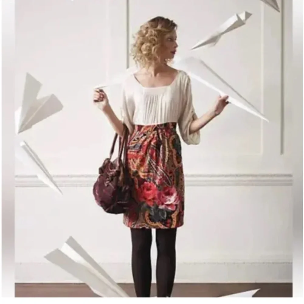 Women's Anthropologie Edme & Esyllte Easy As Pie Paisley Corduroy Dress BOHO 0